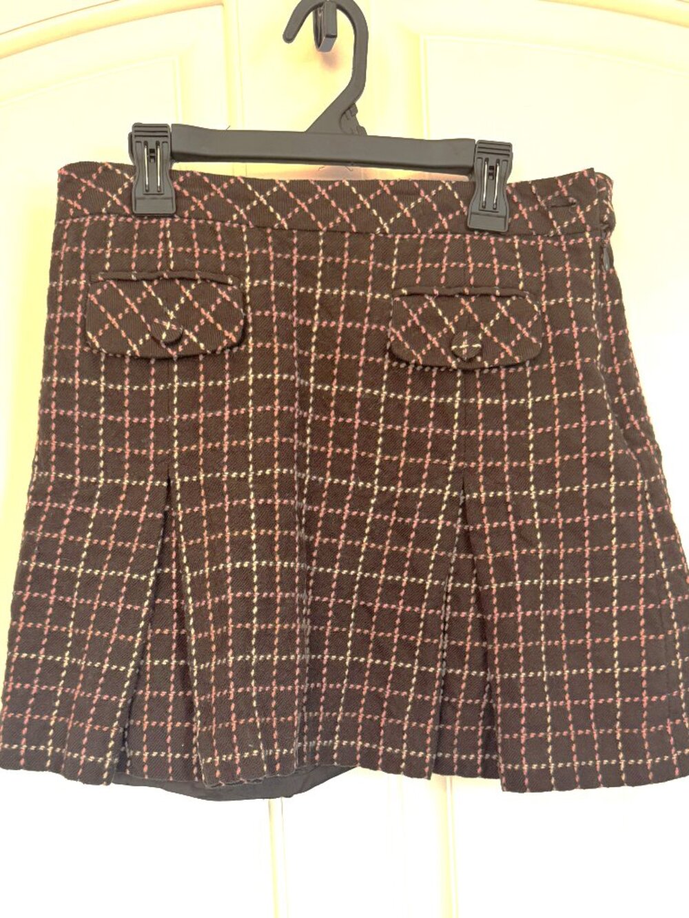6P LOFT Women's Wool Vintage 90's Y2K Retro Brown Pleated Mini Skirt